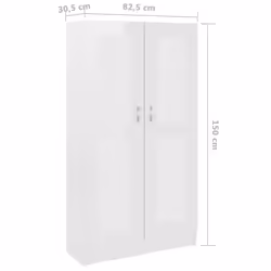 vidaXL Book Cabinet High Gloss White Engineered Wood Storage Rack Sideboard - Additional view 6