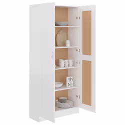 vidaXL Book Cabinet White Engineered Wood Bookshelf Storage Rack Sideboard - Additional view 5