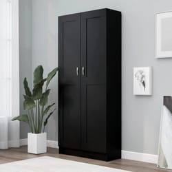vidaXL Book Cabinet Black Engineered Wood Bookshelf Storage Rack Sideboard