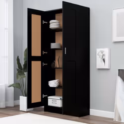vidaXL Book Cabinet Black Engineered Wood Bookshelf Storage Rack Sideboard