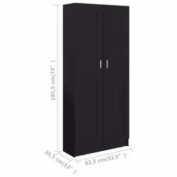 vidaXL Book Cabinet Black Engineered Wood Bookshelf Storage Rack Sideboard - Additional view 4