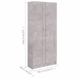 vidaXL Book Cabinet Concrete Grey Engineered Wood Bookshelf Rack Sideboard