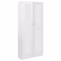 vidaXL Book Cabinet High Gloss White Engineered Wood Bookshelf Storage Rack - Additional view 2