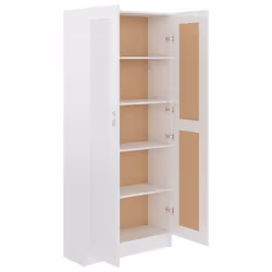 vidaXL Book Cabinet High Gloss White Engineered Wood Bookshelf Storage Rack - Additional view 5