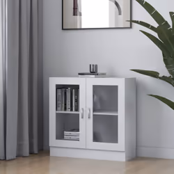 vidaXL Vitrine Cabinet White Engineered Wood Book Storage Bookcase Sideboard