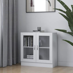 vidaXL Vitrine Cabinet White Engineered Wood Book Storage Bookcase Sideboard