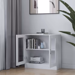vidaXL Vitrine Cabinet White Engineered Wood Book Storage Bookcase Sideboard - Additional view 10