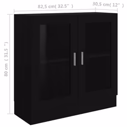 vidaXL Vitrine Cabinet Black Engineered Wood Book Storage Bookcase Sideboard - Additional view 11