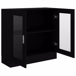 vidaXL Vitrine Cabinet Black Engineered Wood Book Storage Bookcase Sideboard - Additional view 3