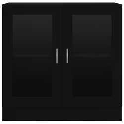 vidaXL Vitrine Cabinet Black Engineered Wood Book Storage Bookcase Sideboard - Additional view 4