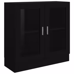 vidaXL Vitrine Cabinet Black Engineered Wood Book Storage Bookcase Sideboard - Additional view 9