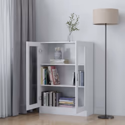 vidaXL Vitrine Cabinet White Engineered Wood Book Storage Bookcase Sideboard - Additional view 10