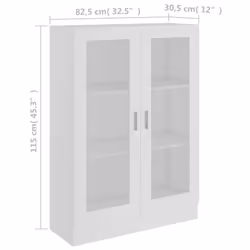 vidaXL Vitrine Cabinet White Engineered Wood Book Storage Bookcase Sideboard - Additional view 11