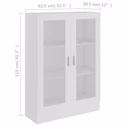 vidaXL Vitrine Cabinet White Engineered Wood Book Storage Bookcase Sideboard - Additional view 6