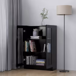 vidaXL Vitrine Cabinet Black Engineered Wood Book Storage Bookcase Sideboard - Additional view 10