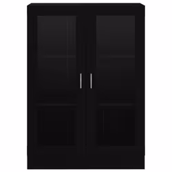vidaXL Vitrine Cabinet Black Engineered Wood Book Storage Bookcase Sideboard - Additional view 4