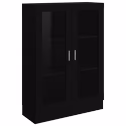 vidaXL Vitrine Cabinet Black Engineered Wood Book Storage Bookcase Sideboard - Additional view 9