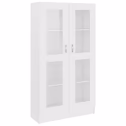 vidaXL Vitrine Cabinet White Engineered Wood Bookcase Storage Unit Furniture - Additional view 2