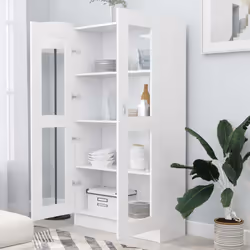 vidaXL Vitrine Cabinet White Engineered Wood Bookcase Storage Unit Furniture - Additional view 3