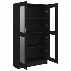 vidaXL Vitrine Cabinet Black Engineered Wood Bookcase Storage Unit Furniture - Additional view 5