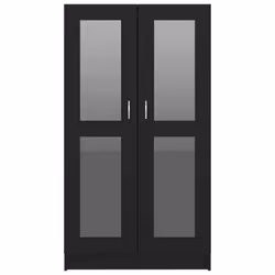 vidaXL Vitrine Cabinet Black Engineered Wood Bookcase Storage Unit Furniture - Additional view 6