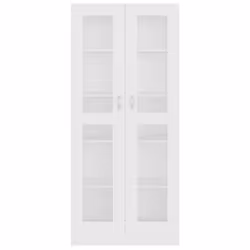 vidaXL Vitrine Cabinet White Engineered Wood Book Storage Bookcase Sideboard - Additional view 6
