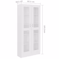 vidaXL Vitrine Cabinet White Engineered Wood Book Storage Bookcase Sideboard - Additional view 8