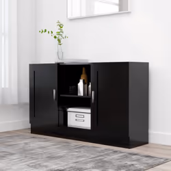 vidaXL Sideboard Black Engineered Wood Storage Cupboard Side Buffet Cabinet
