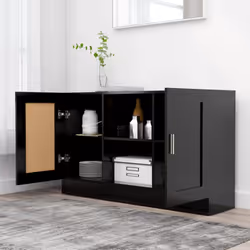 vidaXL Sideboard Black Engineered Wood Storage Cupboard Side Buffet Cabinet