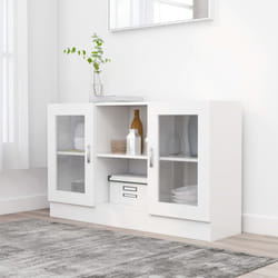 vidaXL Vitrine Cabinet White Engineered Wood Sideboard Storage Side Cupboard