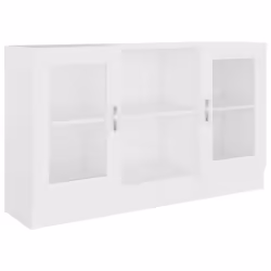 vidaXL Vitrine Cabinet White Engineered Wood Sideboard Storage Side Cupboard