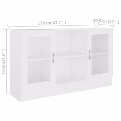 vidaXL Vitrine Cabinet White Engineered Wood Sideboard Storage Side Cupboard