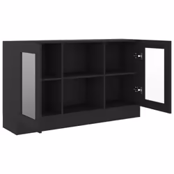 vidaXL Vitrine Cabinet Black Engineered Wood Sideboard Storage Side Cupboard - Additional view 5