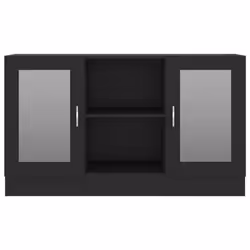 vidaXL Vitrine Cabinet Black Engineered Wood Sideboard Storage Side Cupboard - Additional view 6