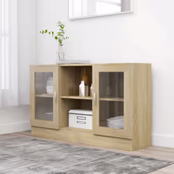 vidaXL Vitrine Cabinet Sonoma Oak Engineered Wood Sideboard Storage Cupboard