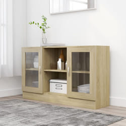 vidaXL Vitrine Cabinet Sonoma Oak Engineered Wood Sideboard Storage Cupboard