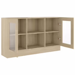 vidaXL Vitrine Cabinet Sonoma Oak Engineered Wood Sideboard Storage Cupboard - Additional view 5