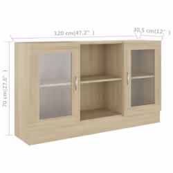 vidaXL Vitrine Cabinet Sonoma Oak Engineered Wood Sideboard Storage Cupboard - Additional view 8