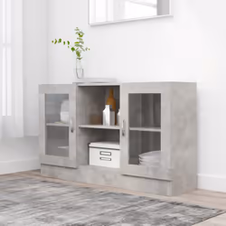 vidaXL Vitrine Cabinet Concrete Grey Engineered Wood Storage Side Cupboard