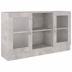 vidaXL Vitrine Cabinet Concrete Grey Engineered Wood Storage Side Cupboard