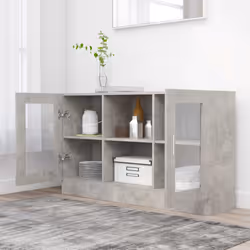 vidaXL Vitrine Cabinet Concrete Grey Engineered Wood Storage Side Cupboard