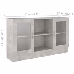 vidaXL Vitrine Cabinet Concrete Grey Engineered Wood Storage Side Cupboard - Additional view 8