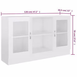 vidaXL Vitrine Cabinet High Gloss White Engineered Wood Storage Side Cupboard