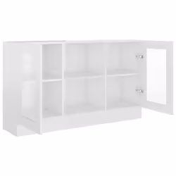vidaXL Vitrine Cabinet High Gloss White Engineered Wood Storage Side Cupboard