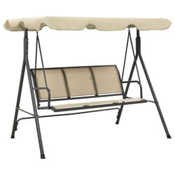 vidaXL Garden Swing Chair with Canopy Anthracite and Sand Outdoor Porch Bench