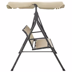 vidaXL Garden Swing Chair with Canopy Anthracite and Sand Outdoor Porch Bench