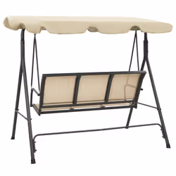 vidaXL Garden Swing Chair with Canopy Anthracite and Sand Outdoor Porch Bench