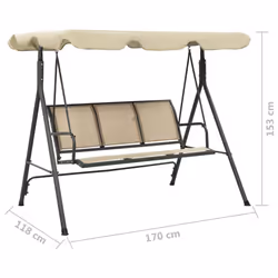 vidaXL Garden Swing Chair with Canopy Anthracite and Sand Outdoor Porch Bench - Additional view 6
