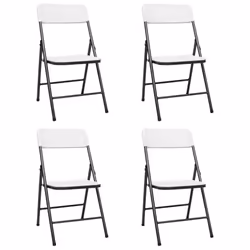 vidaXL 4x Folding Garden Chairs HDPE White Outdoor Seating Camping Picnic Seat