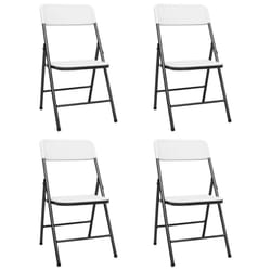 vidaXL 4x Folding Garden Chairs HDPE White Outdoor Seating Camping Picnic Seat